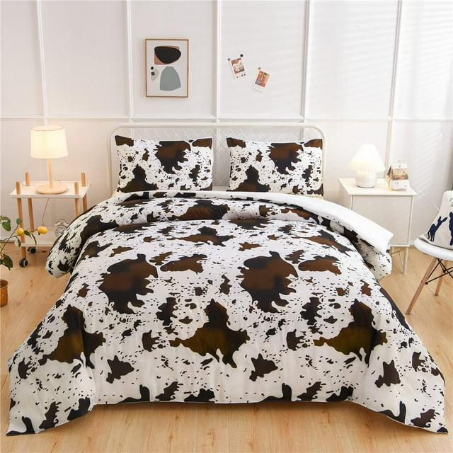 NTBED Gradient Cow Pattern Comforter Set, Queen Size, Lightweight