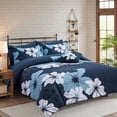 thumbnail image 1 of NTBED Floral Comforter Set King 6 PCS Bed in a Bag Blue Flowers Printed on Navy Botanical Bedding Sets Boho, 1 of 7