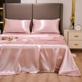 NTBED Queen Size Pink Satin Luxury Silky Bed Sheets, 1800 Thread Count