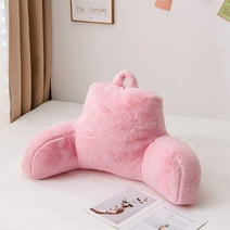 NTBED Reading Pillow Faux Fur Bed Wedge Standard Bedrest Backrest with Arms Back Support Pink