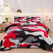 NTBED Red Camouflage Bedding Set Colorful Twin Comforter Set for Kids Teens Bed in a Bag
