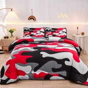 NTBED Red Camouflage Bedding Set Colorful Twin Comforter Set for Kids Teens Bed in a Bag