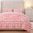 thumbnail image 1 of NTBED Ruffled Twin Comforter Set Casual Textured Chic Princess Bedding Set Pink, 1 of 5