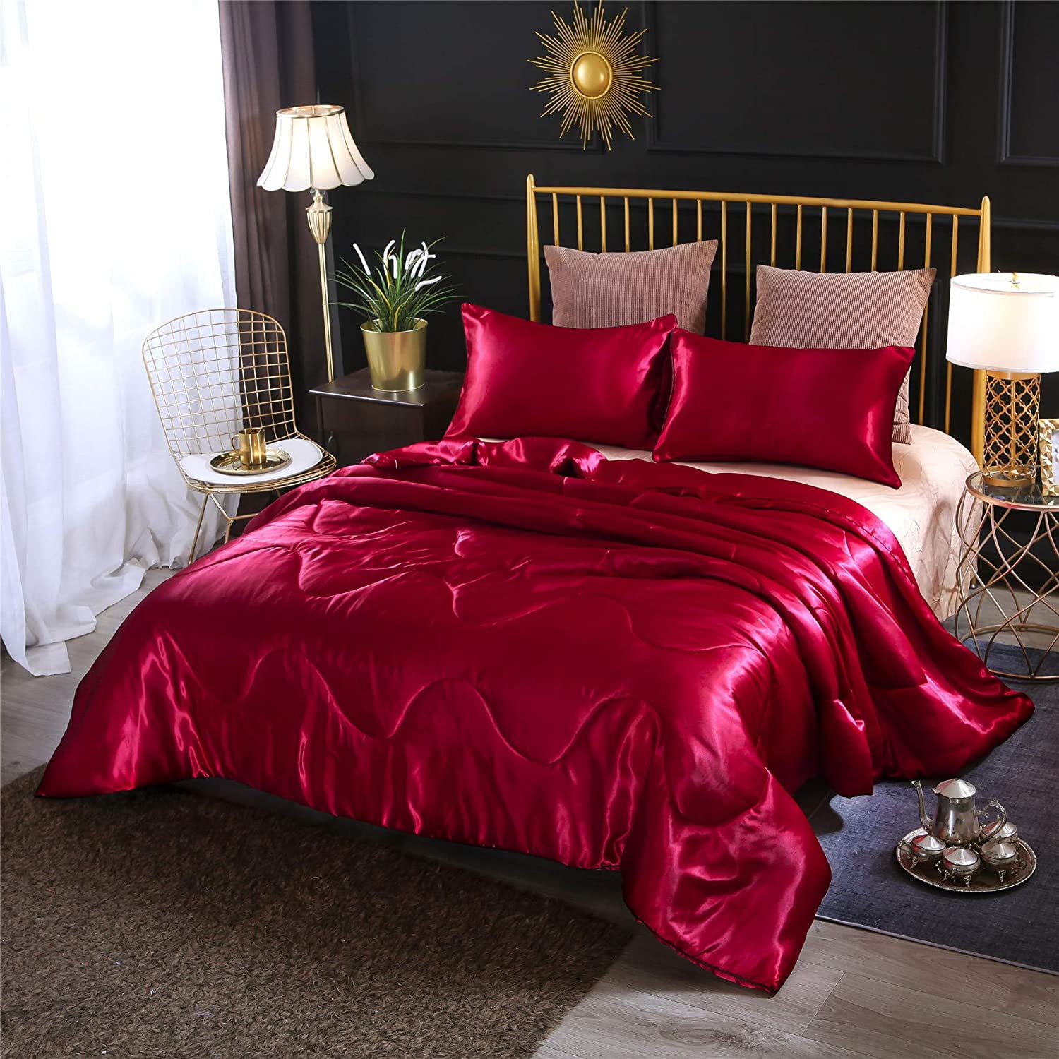 Satin cheap comforter queen