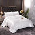 thumbnail image 1 of NTBED Silky Satin Comforter Set Queen White Luxury Wave Quilted Bedding Set, 1 of 5