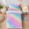 thumbnail image 1 of NTBED Toddler Bedding Set for Baby Girls Rainbow Glitter Comforter Flat Sheet Fitted Sheet and Pillowcase Pink Yellow 4 Pcs, 1 of 6