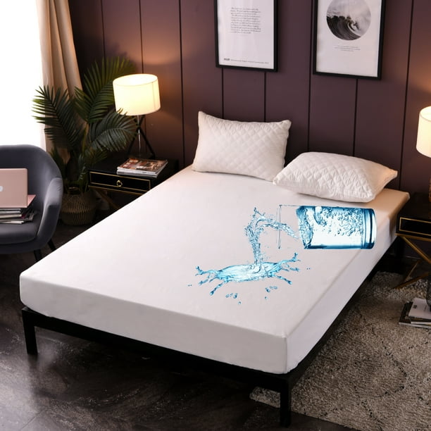 NTBED Waterproof White Mattress Protector Cover Queen Size 14 Inches Deep Pocket Fitted Sheet