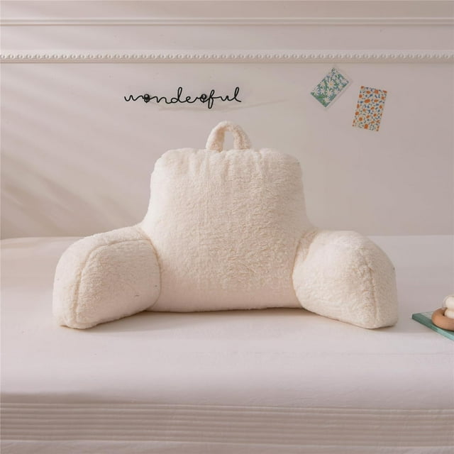 NTBED White Sherpa Reading Pillow Bed Wedge Large Bedrest Backrest