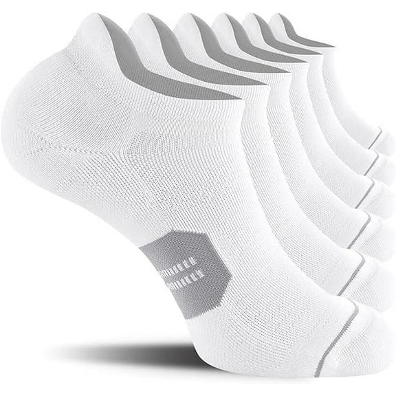 NTCARE Men's Ankle Running Socks Cushioned Low Cut White 6 Pack Size M