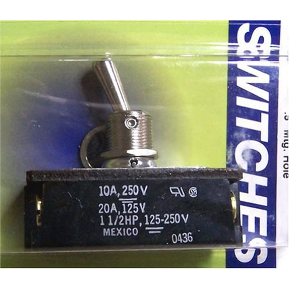 NTE Electronics 54-057 Bat Handle Toggle Switch, DPST Circuit, ON-Off-ON Action, Brass/Nickel Plate Actuator, Screw Type Terminal, 15 Amp, 125V