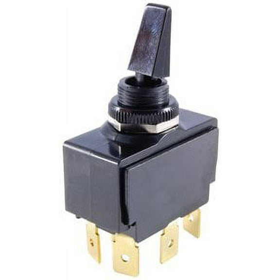 NTE Electronics 54-116 Nylon Snap-In Rocker Switch, DPDT Circuit, ON-NONE-(ON) Action, Black Nylon Actuator, 0.250" Quick Connect Terminal, 15 Amp, 125VAC - 54-116