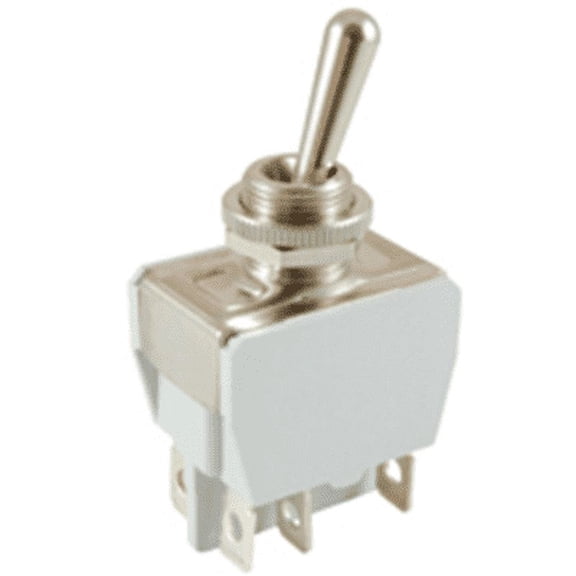 Electronics 54-362 Bat Handle Toggle Switch, SP3T Circuit, ON-ON-ON Action, Brass/ Plate Actuator, 0.25" Quick Connect Terminals, 15 Amp, 125V