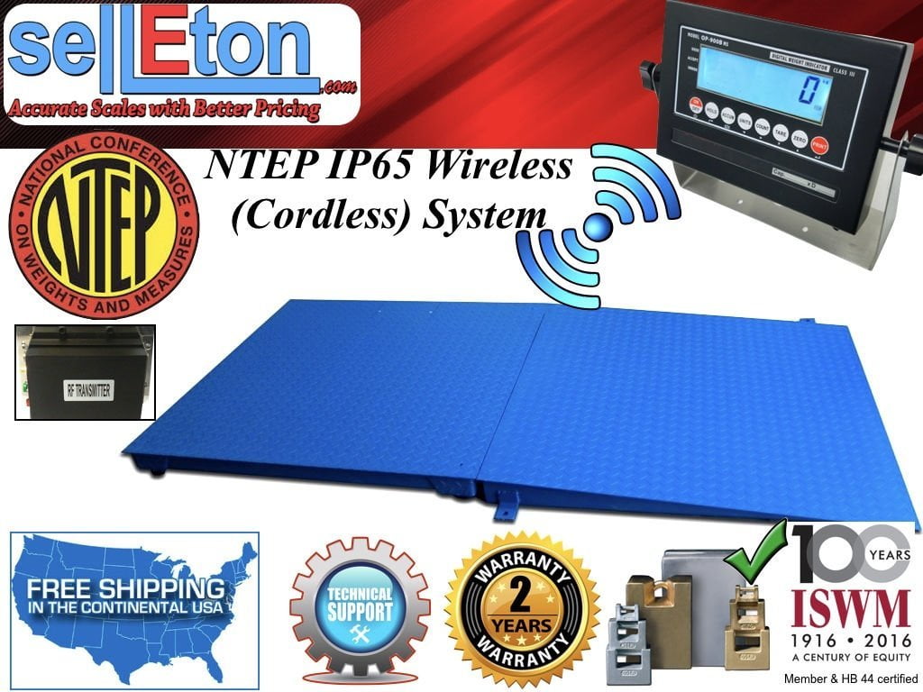 NTEP Floor scale 48" x 48" (4' x 4') Wireless Cordless 1 ramp 2000 lbs x .5 lb