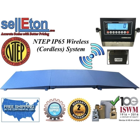 NTEP Floor scale 48" x 48" (4' x 4') Wireless Cordless 2 ramp 2000 lbs x .5 lb