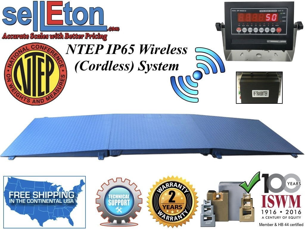 NTEP Floor scale 48" x 48" (4' x 4') Wireless Cordless 2 ramps 10000 lbs x 2 lb