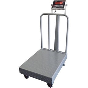 NTEP Portable Floor Scale - 18 x 24 in.- 500 x 0.1 lb. With Back Rail- Wheels & Diamond Plate