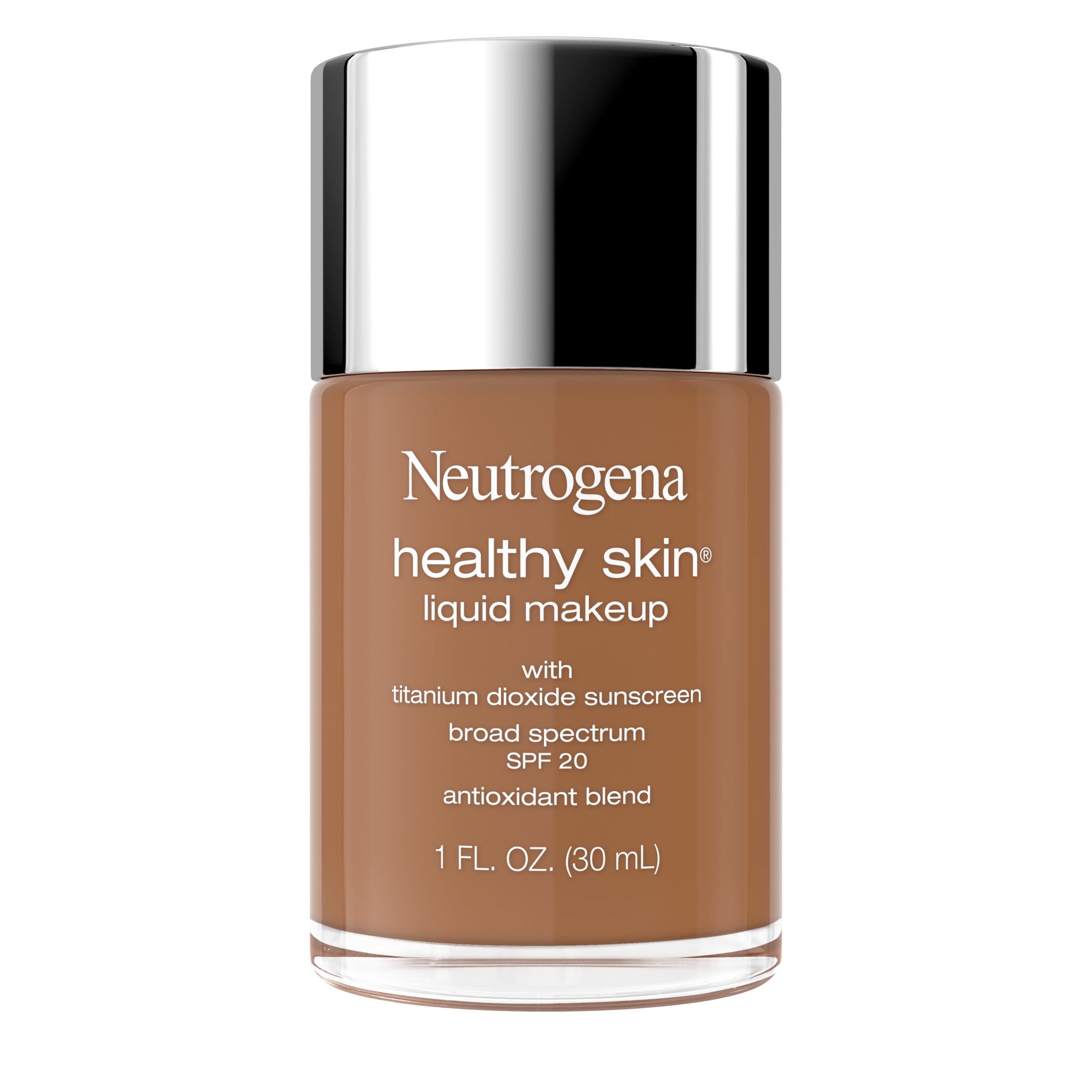 Neutrogena Healthy Skin Liquid Foundation Makeup, Deep Olive 530W, SPF 20 Sunscreen, 1 fl. oz