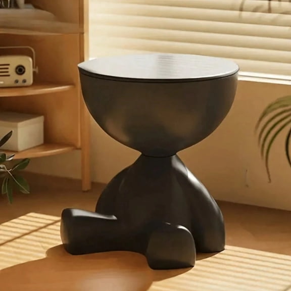 NTGFU 1 Piece 2-In-1 Modern Creative Bear-Shaped Storage Cabinet Bedside Table,Bedroom Balcony Mobile Mini Table,Suitable for Storage In The Living Room and Bedroom - Black