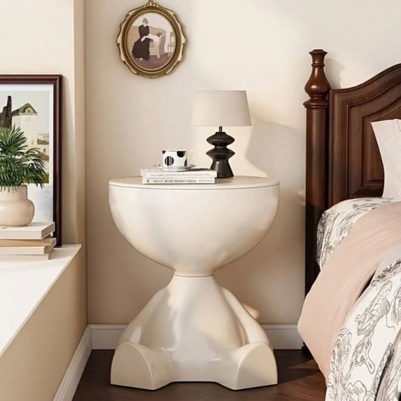 NTGFU 1 Piece 2-In-1 Modern Creative Bear-Shaped Storage Cabinet Bedside Table,Bedroom Balcony Mobile Mini Table,Suitable for Storage In The Living Room and Bedroom - White