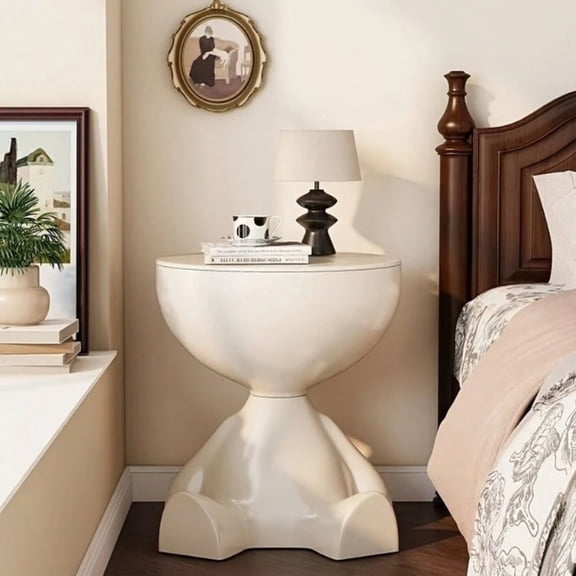NTGFU 1 Piece 2-In-1 Modern Creative Bear-Shaped Storage Cabinet Bedside Table,Bedroom Balcony Mobile Mini Table,Suitable for Storage In The Living Room and Bedroom - White