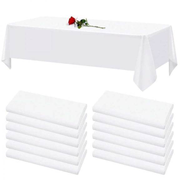 NTGFU 12 Pack Tablecloth Rectangular Table Stain and Anti-Wrinkle Washable Polyester Tablecloth 60 X 102 Inch Rectangular Table Cloth 6-Foot Rectangular Table Cloth for Wedding Party,White