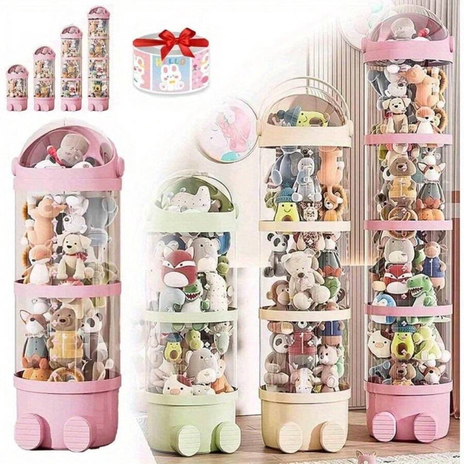 NTGFU 163cm/ 64inch Pink Extra Large and Adjustable Vertical Toy Storage Tube, Stuffed Animal Storage Tube with Handle, Stuffed Animal Storage Tube, Large Stuffed Animal Storage Tube