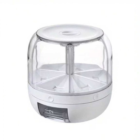 NTGFU 1pc Divided Rice Bucket Rotating Grain Storage Bin 6 Grids Rice Container One-Click Output Large Capacity Food Dispenser for Rice Grains Or Pet Food Sealed Moisture Proof Organizer