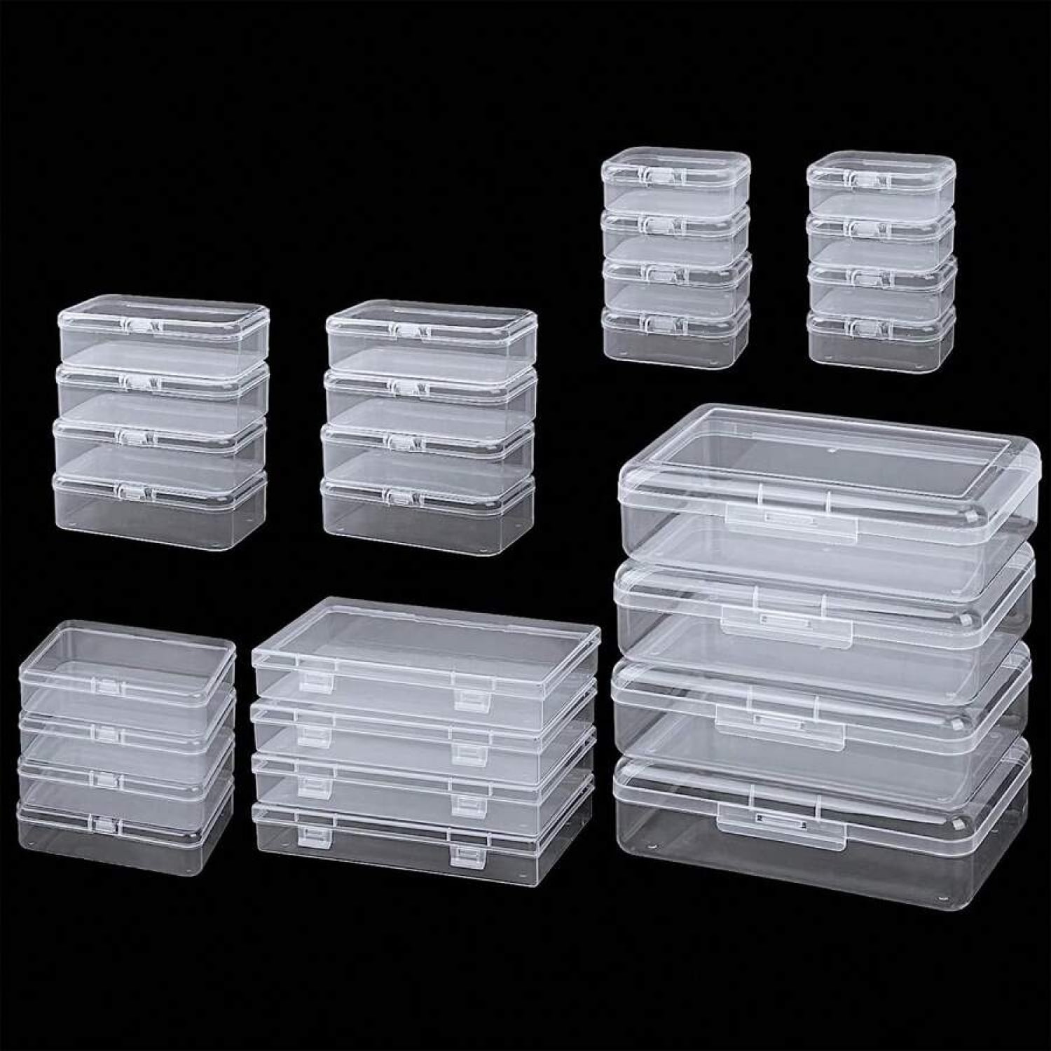NTGFU 28 Pack Small Plastic Storage Boxes Craft Organizers Rectangular Containers with Lids for Bead, Jewelry, Office Supplies Small Items Room Storage Home Storage Bedroom Storage