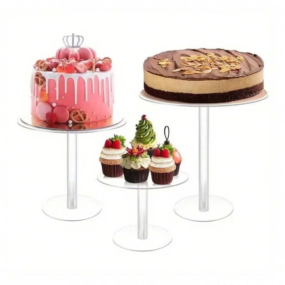 NTGFU 3pcs Acrylic Cake Stand Clear Round Tower Cupcake Stands Plastic Fruit Plate Rack