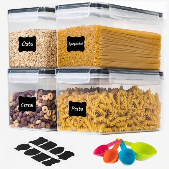 NTGFU 4PCS X 3.5L Airtight Food Storage Containers with Lids , Plastic Spaghetti Canisters for Pasta Organizer, Air Tight Kitchen Pantry Organization
