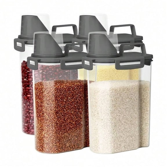 NTGFU 4Pcs Sealed Food Storage Container with Lid - Moisture and Leak Proof for Cereals, Nuts, Flour, Rice - Portable Kitchen Organizer