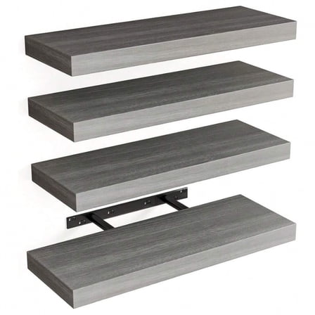 NTGFU 4pcs grey Wall Shelf, Floating Shelves, Wall Art, Fall Decor Home for Bathroom, Living Room, Bedroom, Kitchen and Garage Wall Decoration