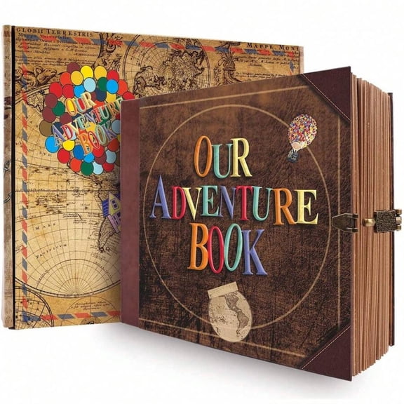 NTGFU OUR ADVENTURE BOOK Adventure Book Scrapbook Photo Album Retro Style Embossed Letter Cover Travel Diary Journal Scrap Book Kit for Couples,Memory Book for Anniversary Wedding