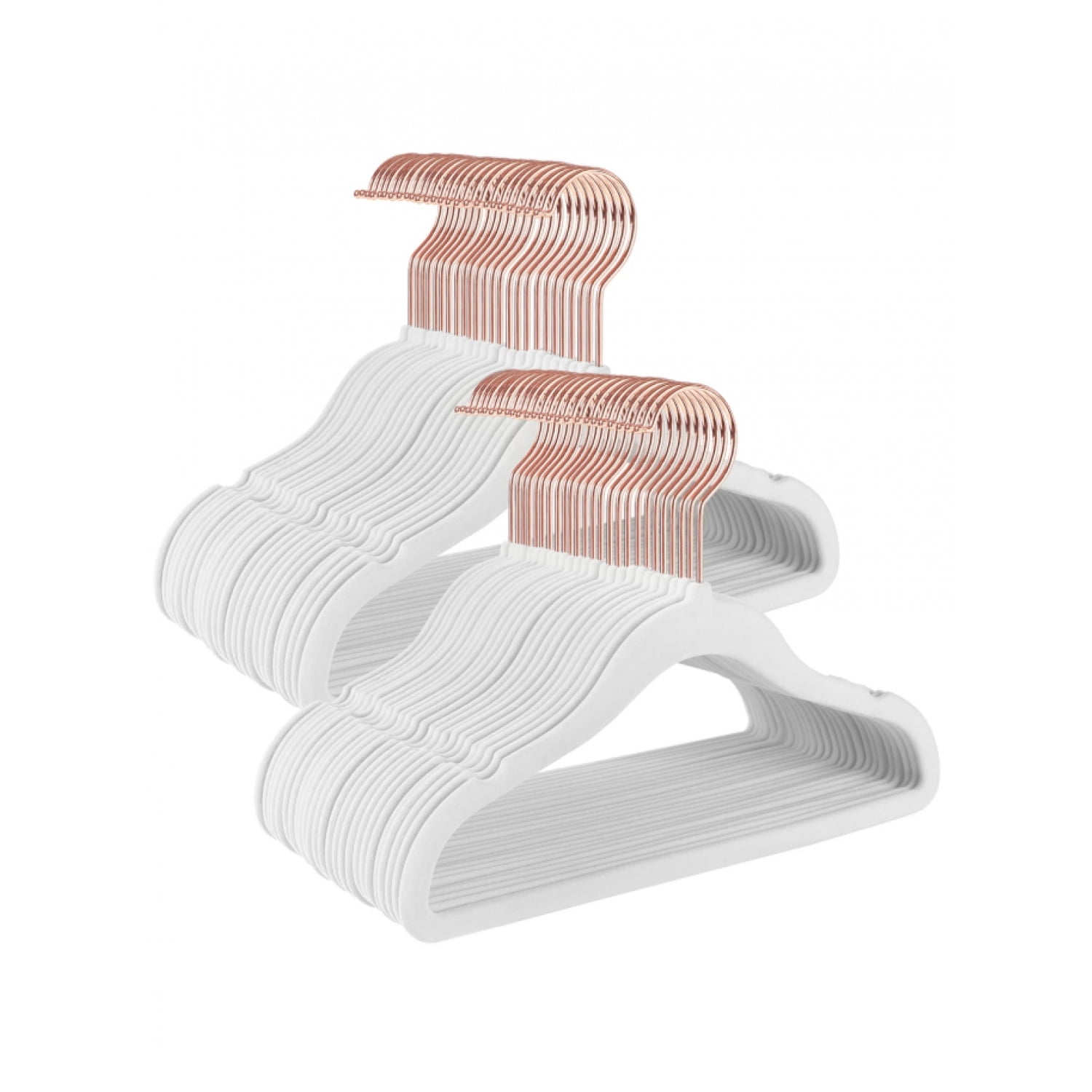 NTGFU Baby Hangers Pack Of 50, Children's Hangers for Closet with Rose Gold Hooks, Premium Velvet Hangers for Nursery, Non-Slip Hangers - White