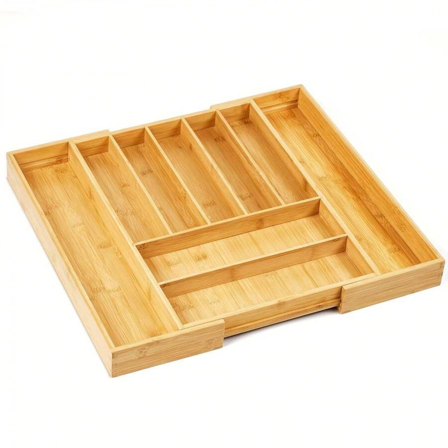 NTGFU Bamboo Expandable Drawer Organizer, 7-9 Slots Adjustable Kitchen Drawer Organizer for Large Cooking Utensils Cutlery, Kitchen Drawer Organization