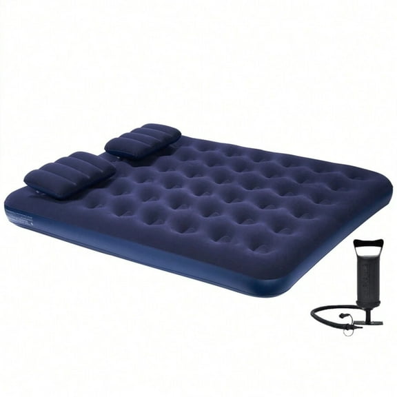 NTGFU Camping Air Mattress Flocking Inflatable Air Bed with Two Pillows and Pump,Queen