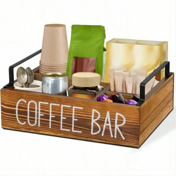 NTGFU Coffee Bar Accessories Organizer,Tea and Coffee Storage,Accessories Organizer for Perfectly Organized Coffee Bar Cups, Coffee Beans, Sugar and More,Brown
