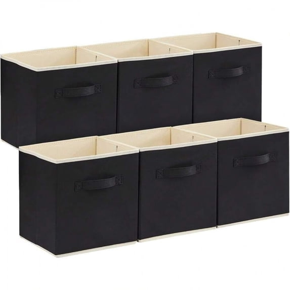 NTGFU Collapsible Storage Cubes 11 Inch Foldable Fabric Bins Organizers Decorative Organizing Baskets for Shelves for Closet, Utility Room, Storage Room Set Of 6 Home Bathroom Decor - Black
