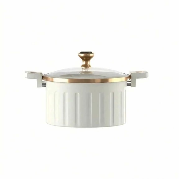 NTGFU Enamel Stew Pot, Large Capacity Double-Handled Stew Pot, Non-Stick Multifunctional Household Pot, Suitable for Large Gatherings Such as Labor Day and Christmas - White