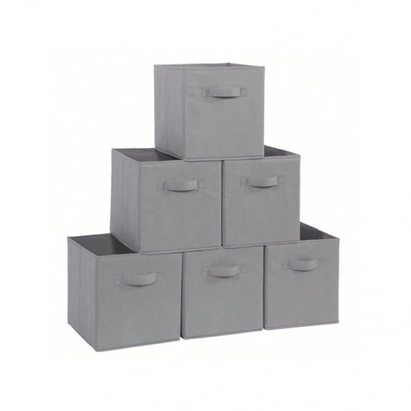 NTGFU Foldable Fabric Cube Storage Bin with Handle for Closet, Nursery and Office, 11 Inch, 6pcs/Grey