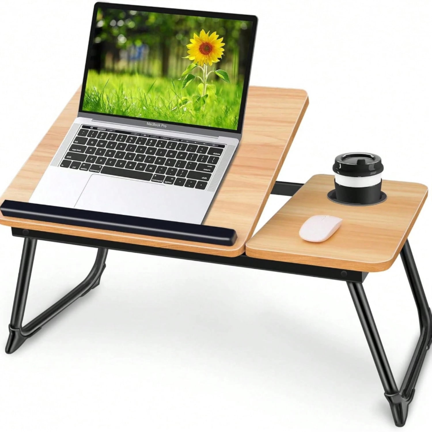 NTGFU Laptop Desk for Bed Couch, Adjustable Foldable Bed Table with Cup Holder, Breakfast Serving Tray, Portable Laptop Lap Desk Stand for Working Reading Writing Eating Gaming In Bed Sofa Floor