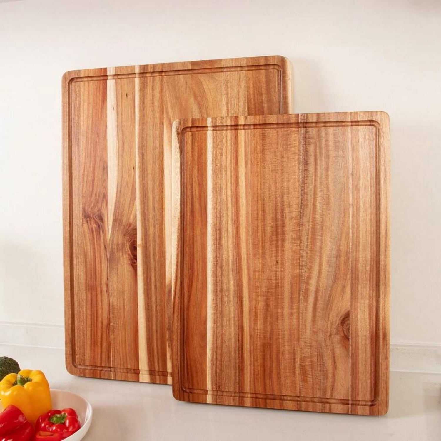 NTGFU Large Acacia Wood Cutting Boards for Kitchen, Extra Large Wooden Cutting Board with Juice Groove, Reversible Butcher Block Cutting Board for Meat and Veggies - 18 X 12 X 1 In