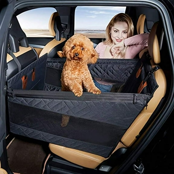NTGFU Large Dog Car Seat,Back Seat Extender for Dogs,Waterproof Medium Dog Seat Cover for Backseat, Pet Bed for Car Hammock(Black-L)