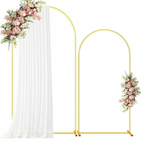 NTGFU Metal Arch Backdrop Stand, 7.2FT+6FT Wedding Arch Backdrop Stand, Set of 2 Gold Metal Arch Backdrop Stand, Wedding Arch Frame for Wedding Birthday Party Baby Shower Graduation Ceremony Decor