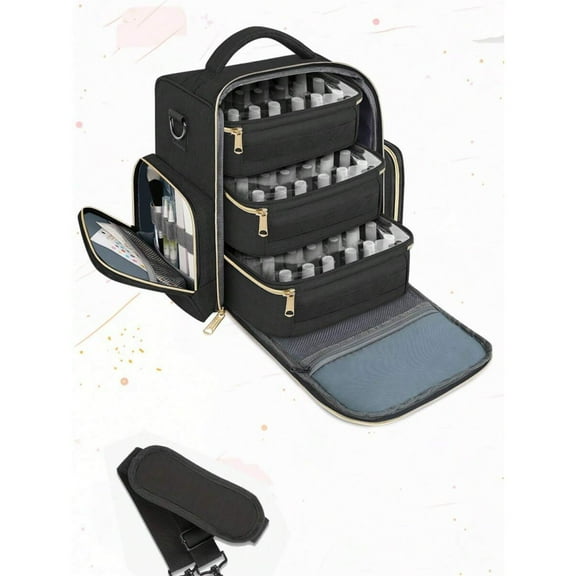 NTGFU Nail Polish Organizer Holds 72 Bottles for Manicure Tools, Supplies, Nail Lamp, Gift for Women,Black