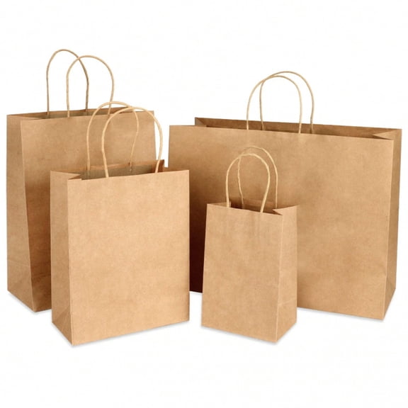 NTGFU Paper Gift Bags with Handles, Kraft Paper Bags, Mixed Size Bulk Paper Bags Gift Merchandise Bags Business, Shopping, Retail, Birthday Organisation, 40 Pieces - Brown - 4 Sizes