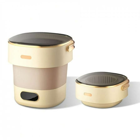 NTGFU Portable Washing Machine with Spin Dryer, Fully Automatic 13L Folding Washing Machine with 3 Cleaning Modes for Underwear, Baby Clothes Cleaning,Beige