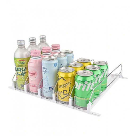 NTGFU Soda Can Organizer for Fridge, Updated Slow Down Self-Pushing Glide Rack Drink Dispenser, Up To 20 Cans Storage for Fridge Pantry - 310mm 5PCS/Set