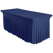 NTGFU Spandex Table Skirt for Rectangle Table Covers Wrinkle Resistant Fitted Table Skirt for Banquet,Wedding,Party,Restaurant,Events,Navy Blue 8FT
