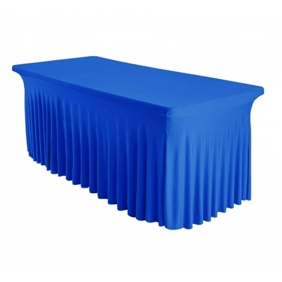 NTGFU Spandex Table Skirt for Rectangle Table Covers Wrinkle Resistant Fitted Table Skirt for Banquet,Wedding,Party,Restaurant,Events,Royal Blue 6FT